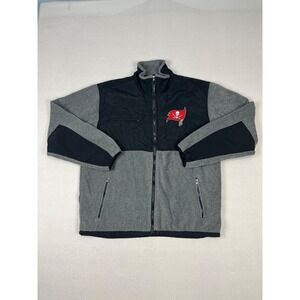 Tampa Bay Buccaneers Jacket Mens XL Black Gray NFL Full Zip Fleece Zip Pockets